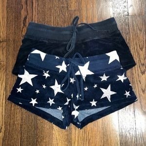 Hard tail shorts, black and navy with white stars, junior smalls